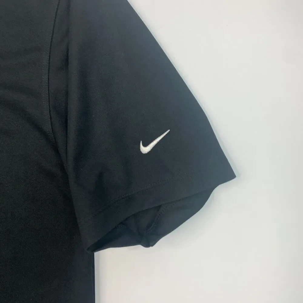 Nike Golf Shirt Mens S Small Black Dri Fit Micro Pique Polo Haci Service Logo